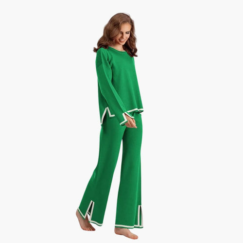 Contrast Trim Trouser Set