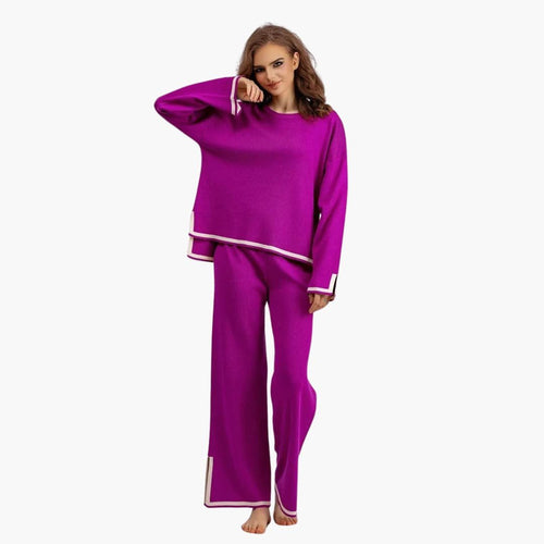 Contrast Trim Trouser Set