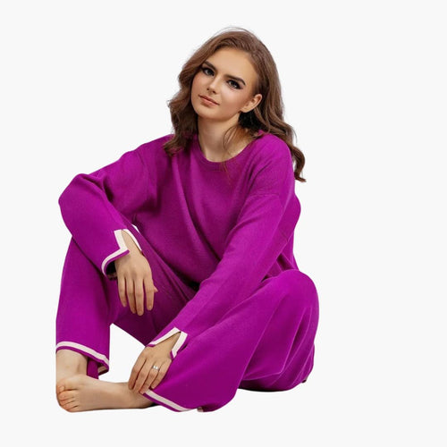 Contrast Trim Trouser Set