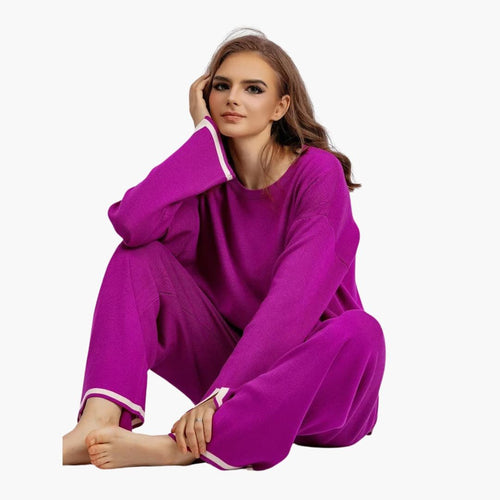 Contrast Trim Trouser Set