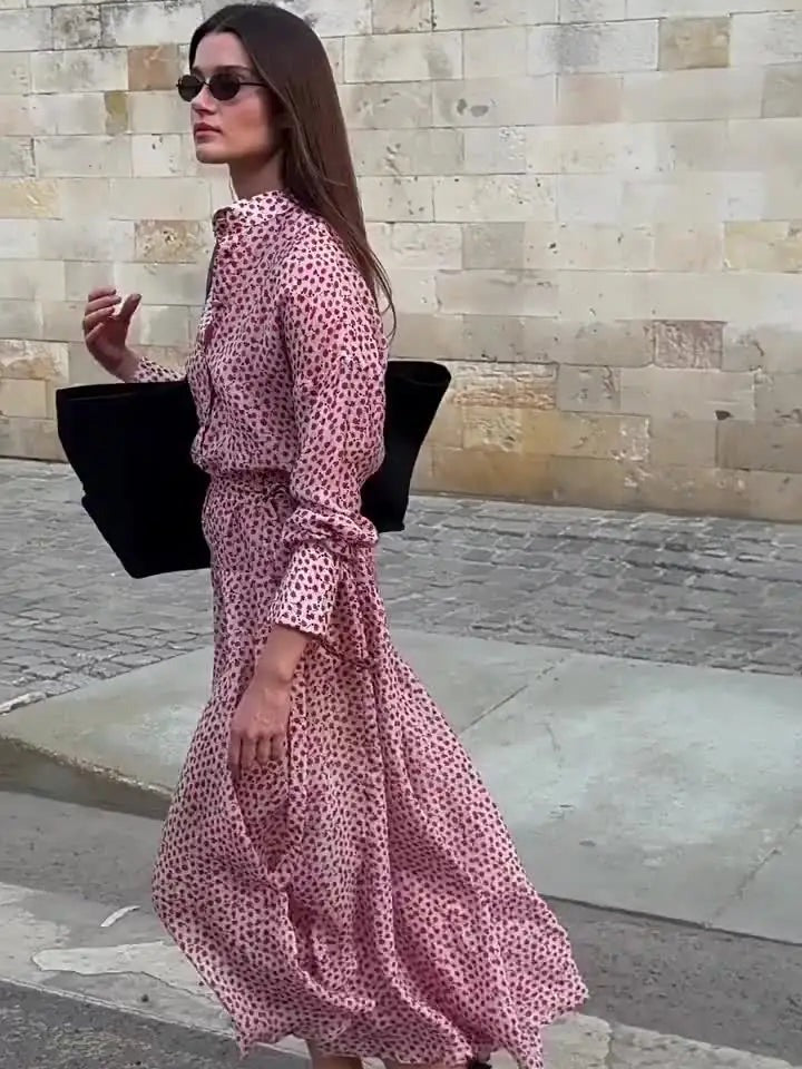 Floral Tie Waist Shirt Dress
