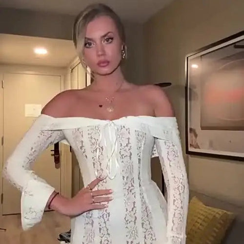 Off-The-Shoulder Lace Mini Dress