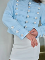Silver Button Cropped Military Jacket