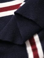 Striped Polo Collar Knit Sweater