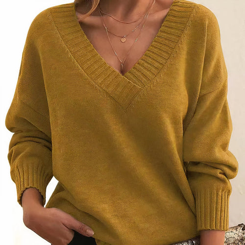 Relaxed V-Neck Knit Blouse