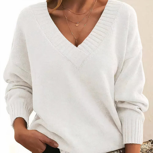 Relaxed V-Neck Knit Blouse