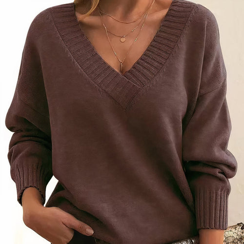 Relaxed V-Neck Knit Blouse