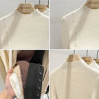 Ribbed Shoulder Button Turtleneck Sweater