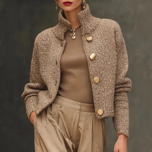 Cropped Textured Knit Jacket