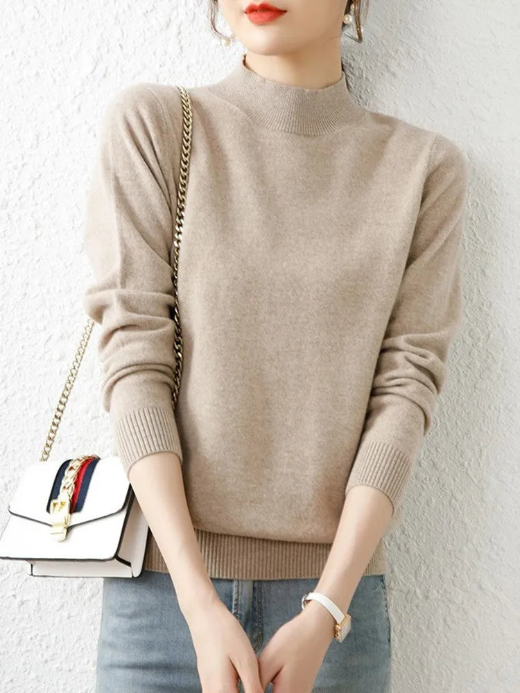 Mock Neck Knit Pullover Sweater
