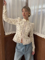 Floral Lace High Collar Blouse