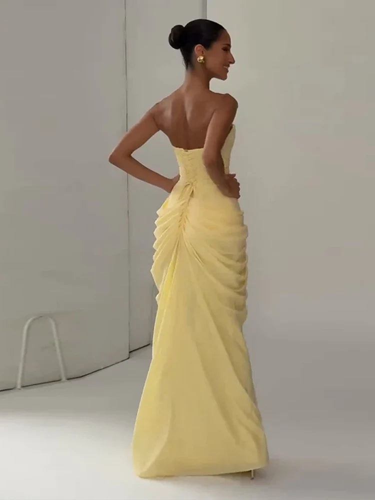 Ruched Evening Maxi Dress