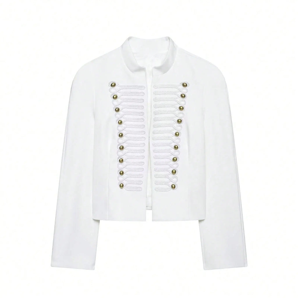 Braided Button Cropped Jacket