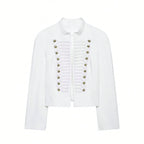 Braided Button Cropped Jacket