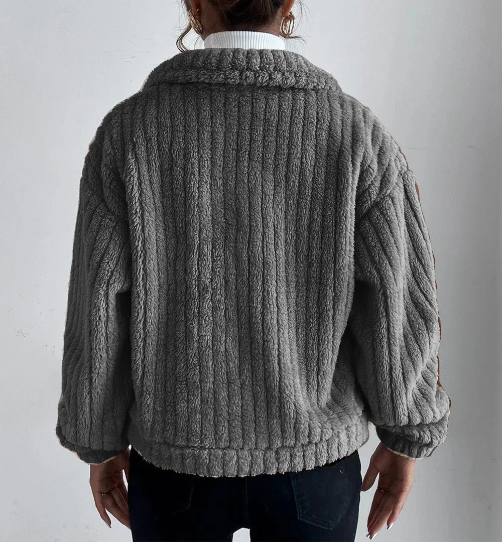 Textured Plush Lapel Jacket