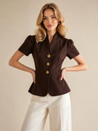 Gold Button Peplum Blazer
