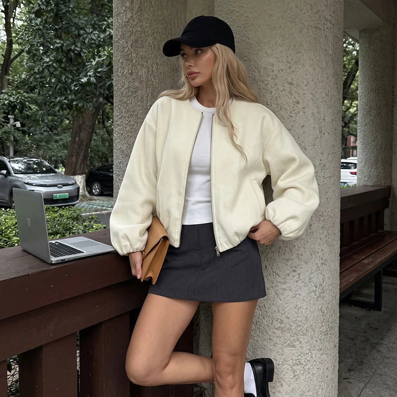 Cropped Zip Bomber Jacket