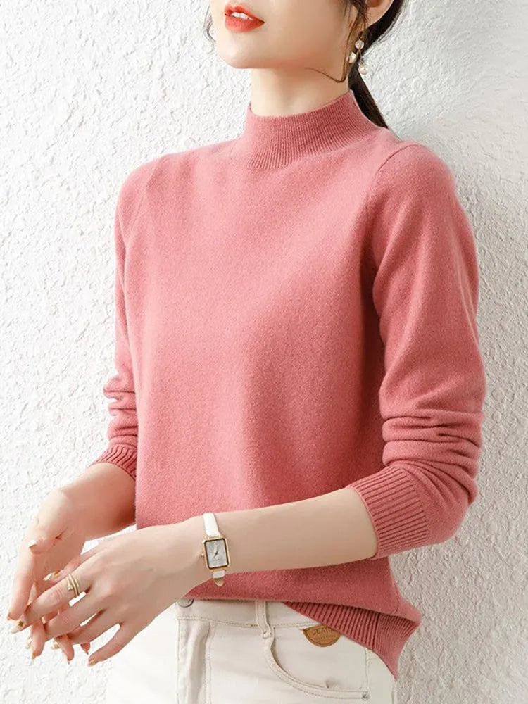 Mock Neck Knit Pullover Sweater