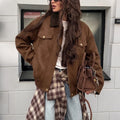 Retro Suede-Look Bomber Jacket
