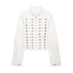 Cropped Denim Jacket with Metallic Buttons