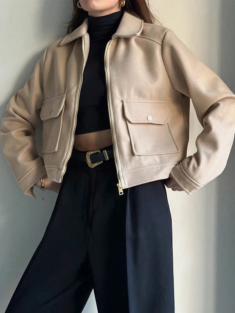 Cropped Utility Zip Jacket
