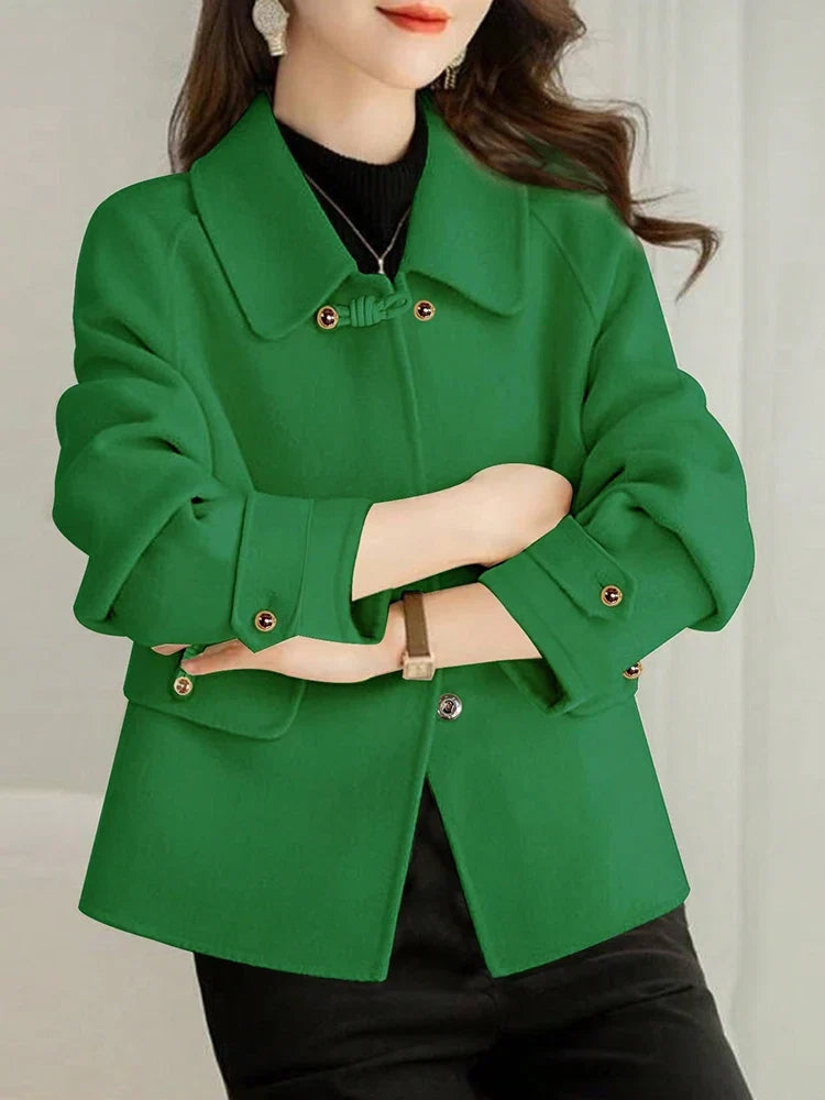 Gold-Button Frog Closure Short Coat