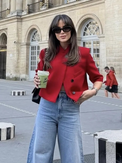 Cropped Stand Collar Jacket