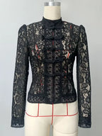 Floral Lace High Collar Blouse