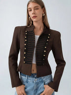 Braided Button Cropped Jacket