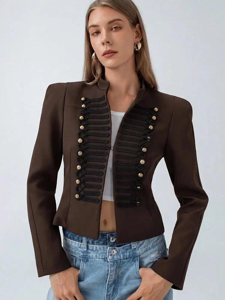 Braided Button Cropped Jacket