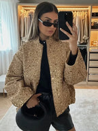 Sequin Stand Collar Bomber Jacket