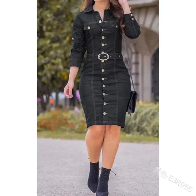 Belted Denim Shirt Dress