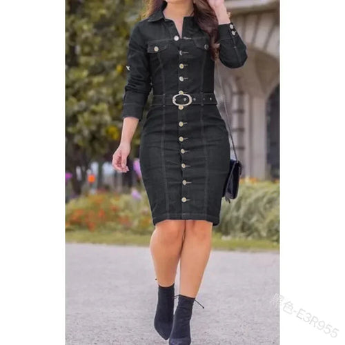 Belted Denim Shirt Dress