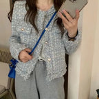 Frayed Trim Tweed Jacket