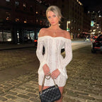 Off-The-Shoulder Lace Mini Dress