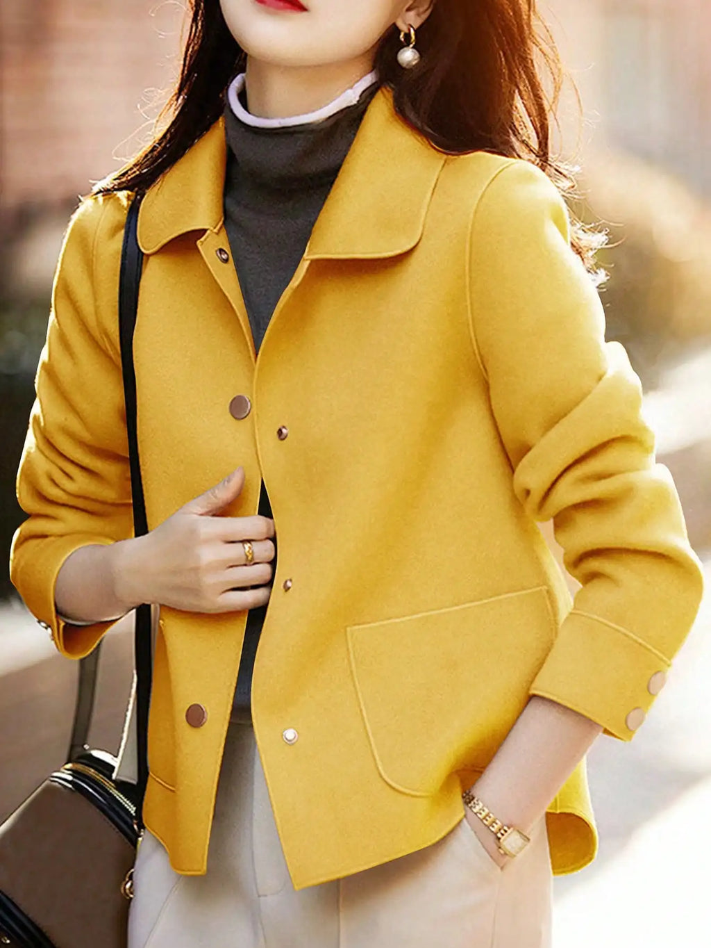 Relaxed Button Front Short Coat