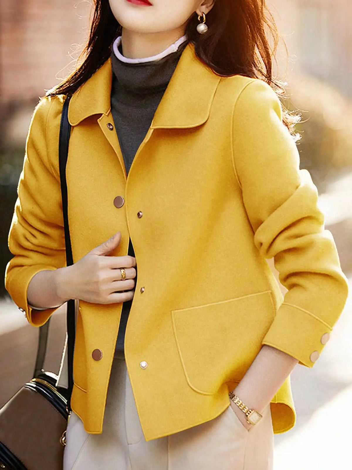Relaxed Button Front Short Coat