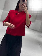 Cropped Stand Collar Jacket