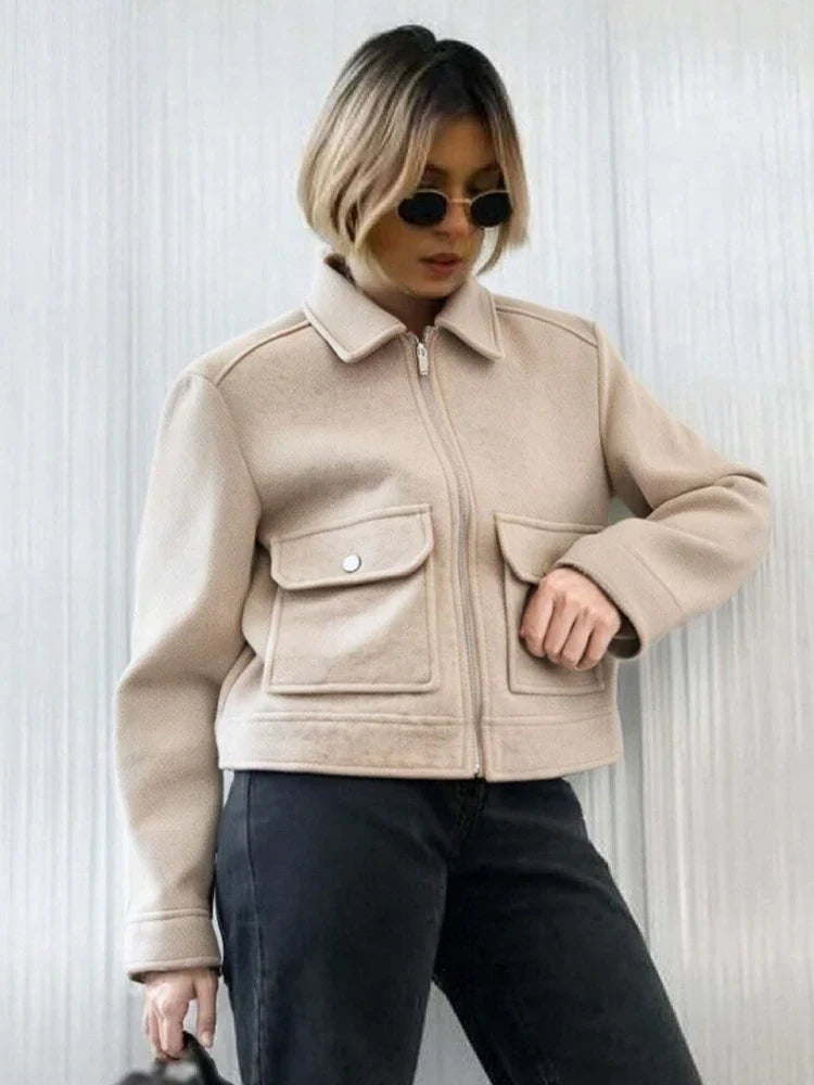 Cropped Utility Zip Jacket