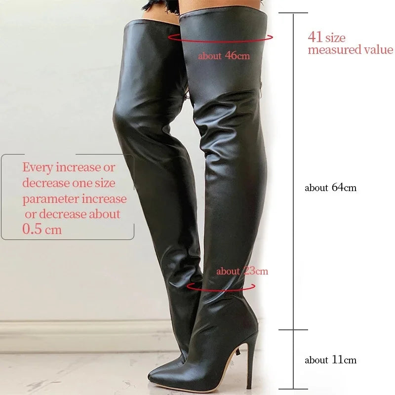 Glossy Over-The-Knee Stiletto Boots