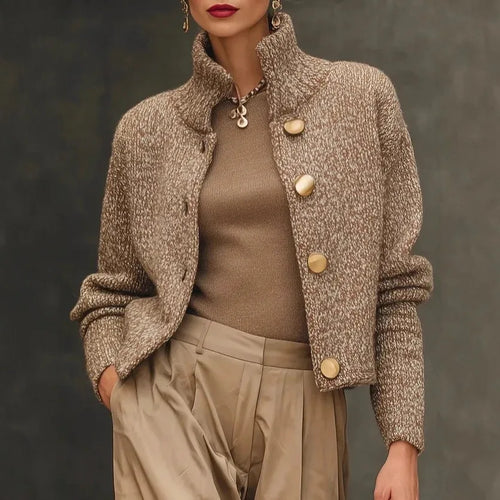 Cropped Textured Knit Jacket