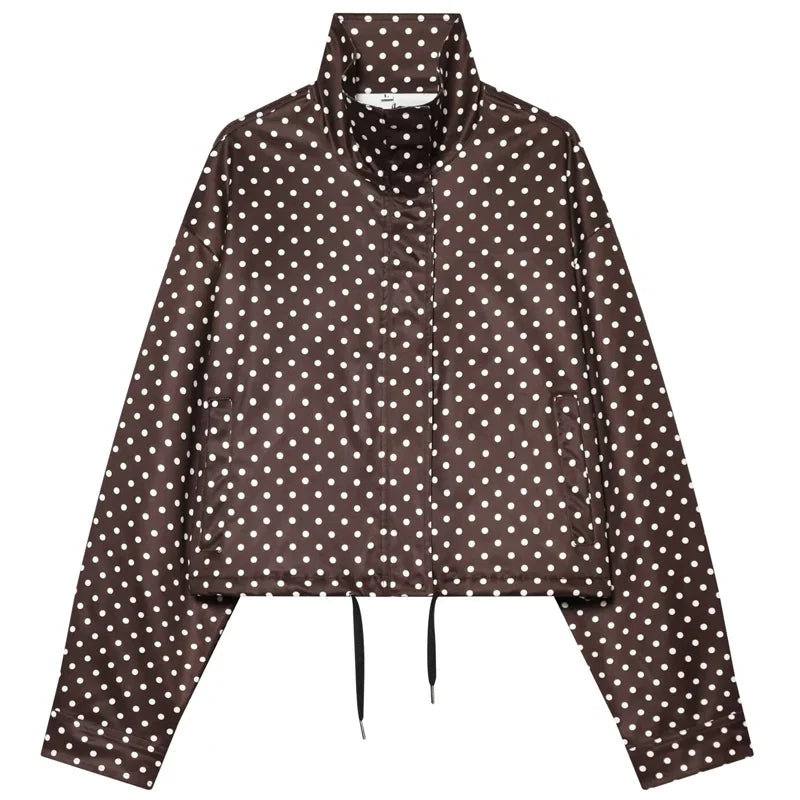 Polka Dot Cropped Zip Jacket