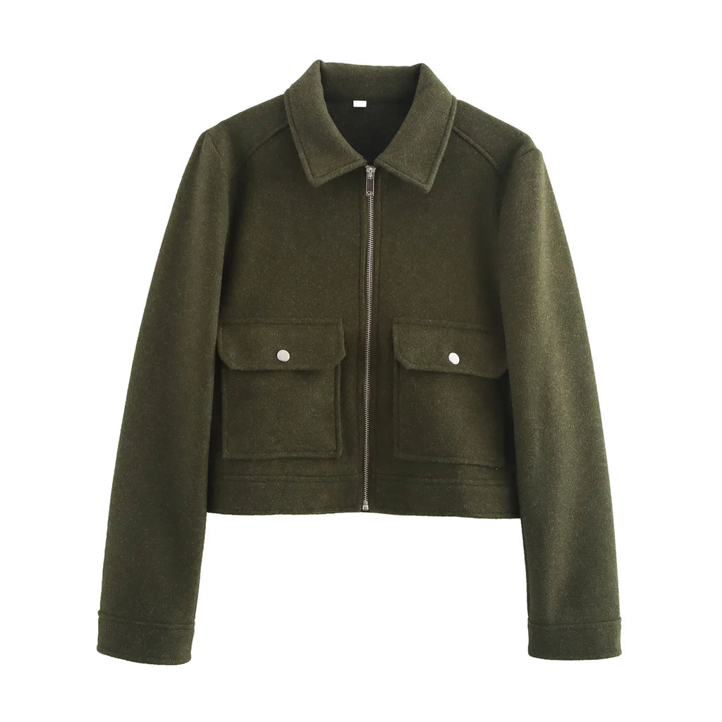 Cropped Utility Zip Jacket