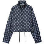 Polka Dot Cropped Zip Jacket