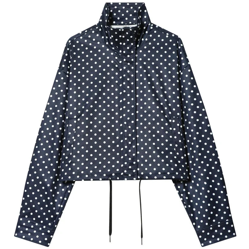 Polka Dot Cropped Zip Jacket
