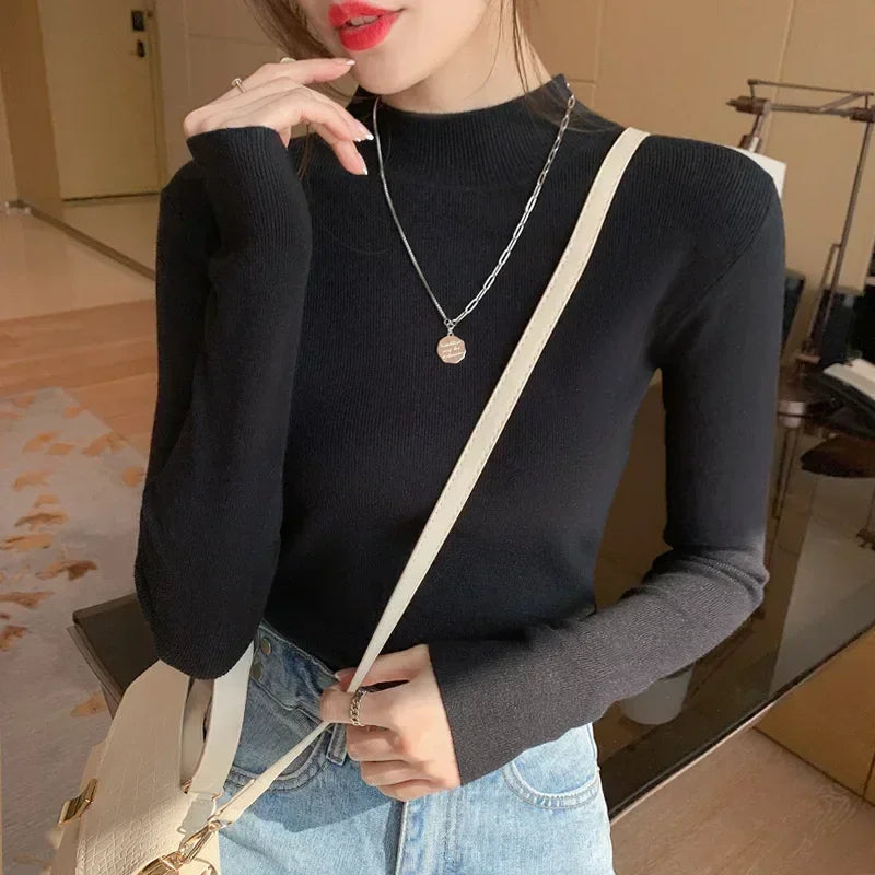 Ribbed Mock Neck Pullover