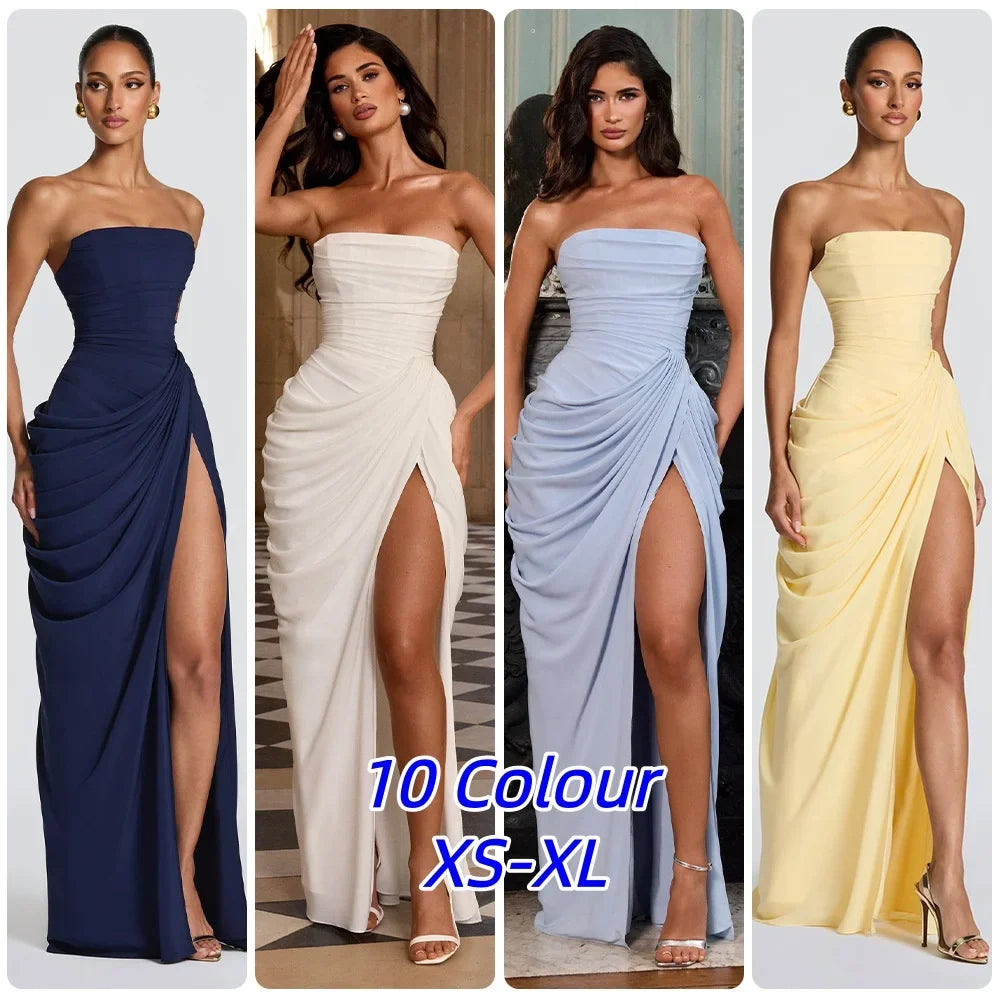 Ruched Evening Maxi Dress