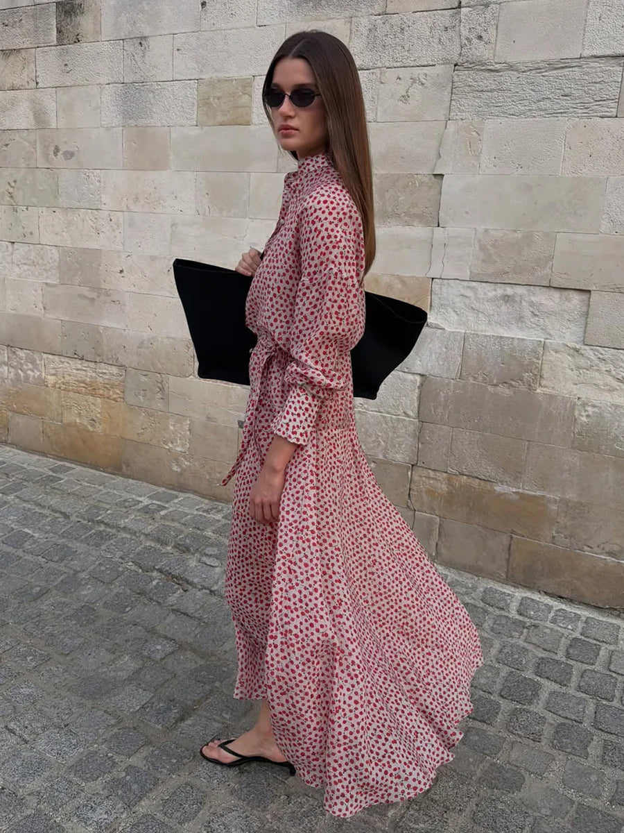 Floral Tie Waist Shirt Dress