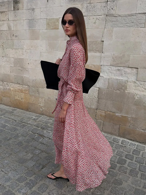 Floral Tie Waist Shirt Dress