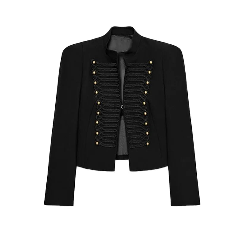Cropped Military Stand Collar Jacket